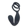 Vibrating Silicone Prostate Stimulator with Cock and Ball Ring - Black